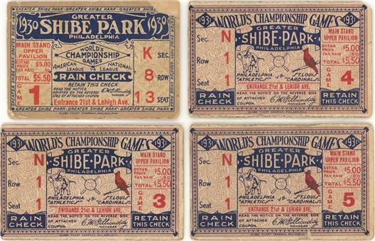 Lot of (4) 1930 and 1931 Philadelphia As World Series Tickets